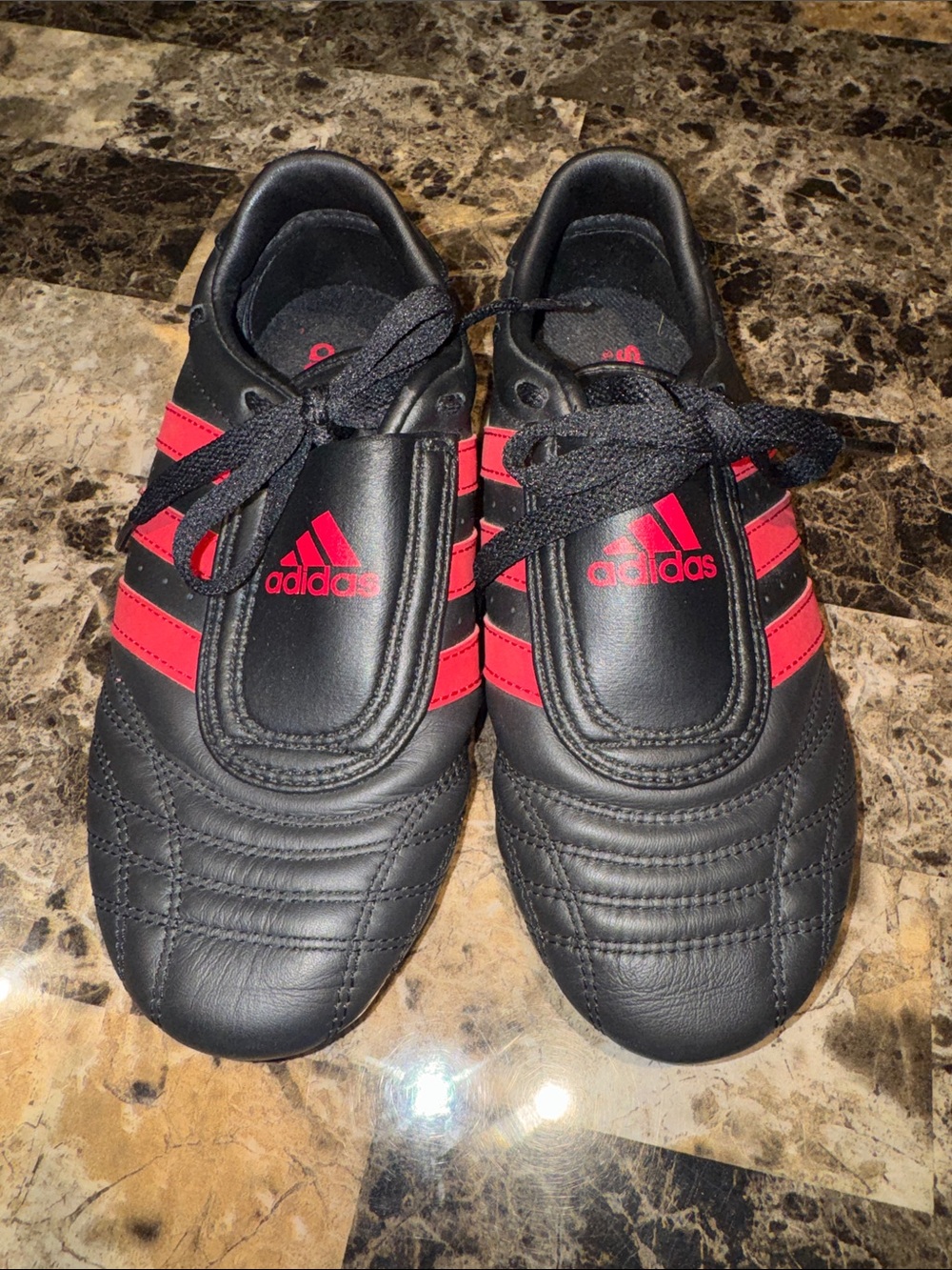 Adidas boys or girls martial arts or taekwondo shoes - red / black - youth 5